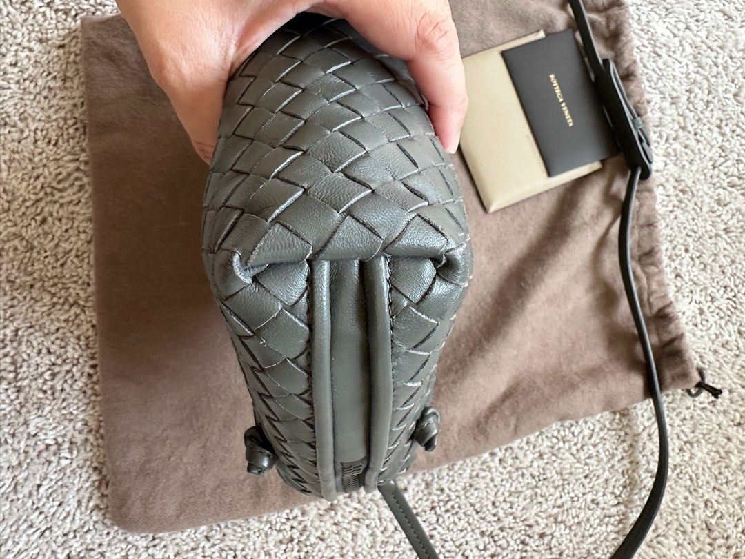 Bottega Veneta Nodini Leather Crossbody Bag in Gray