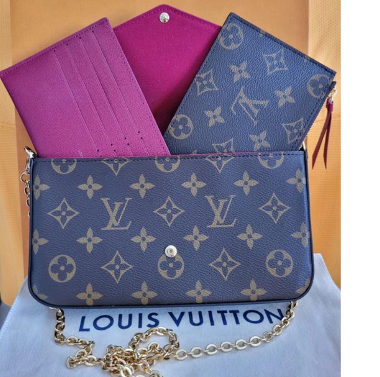 Louis Vuitton Fuchsia Felicie Po. Credit Cards Holder Wallet