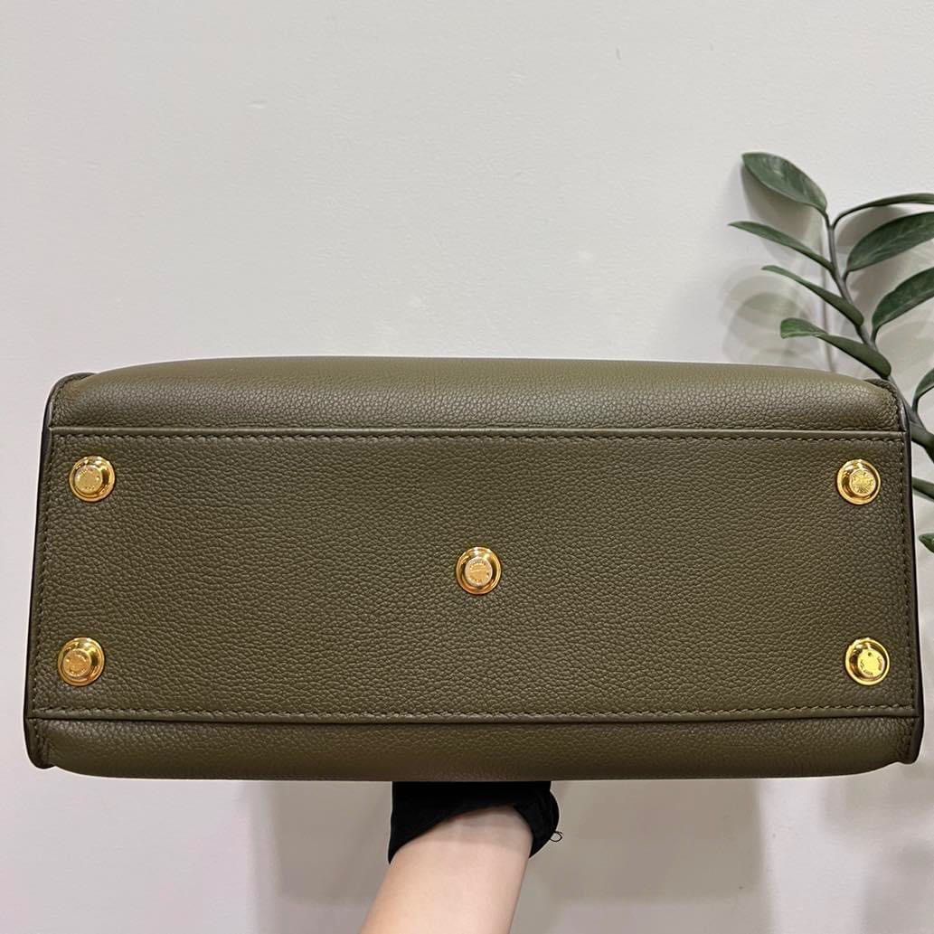 LOUIS VUITTON Calfskin Monogram On My Side MM Laurier Green Toffee