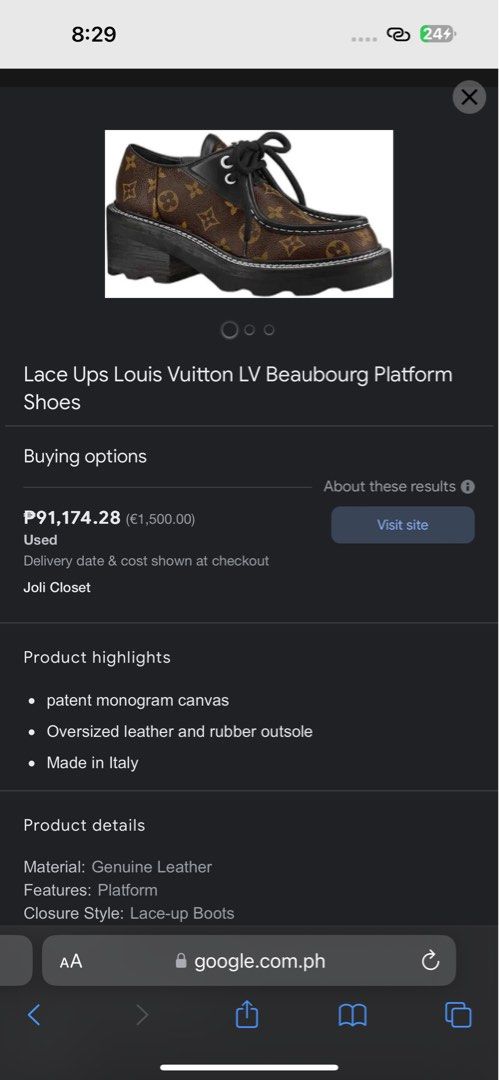Louis Vuitton LV Beaubourg Lace Ups Platform Shoes