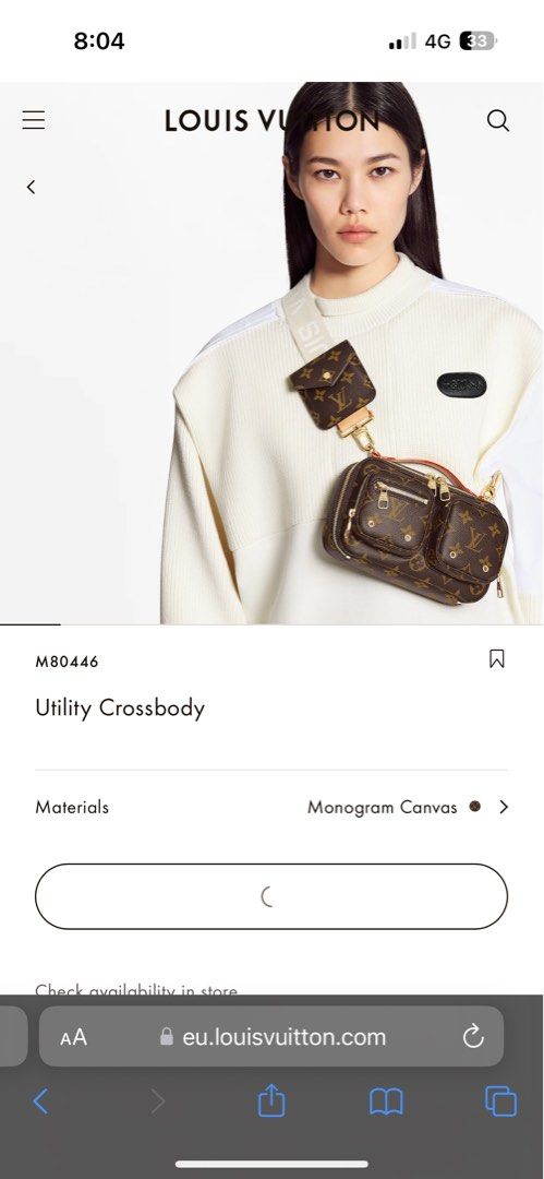 Louis Vuitton M80450 Utility Crossbody Leather Shoulder Bag Body
