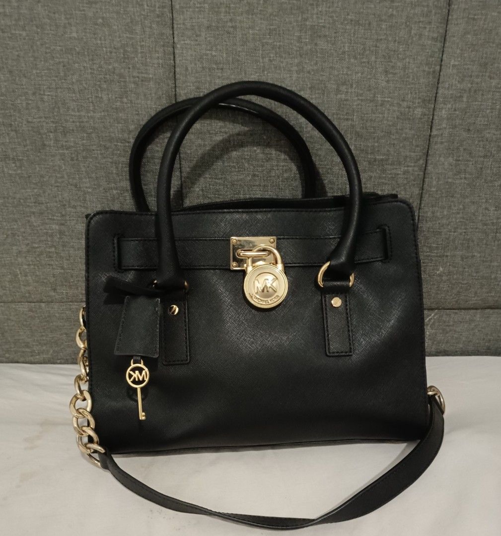 Mk Hamilton Large Black leather, Luxury, Bags & Wallets on Carousell