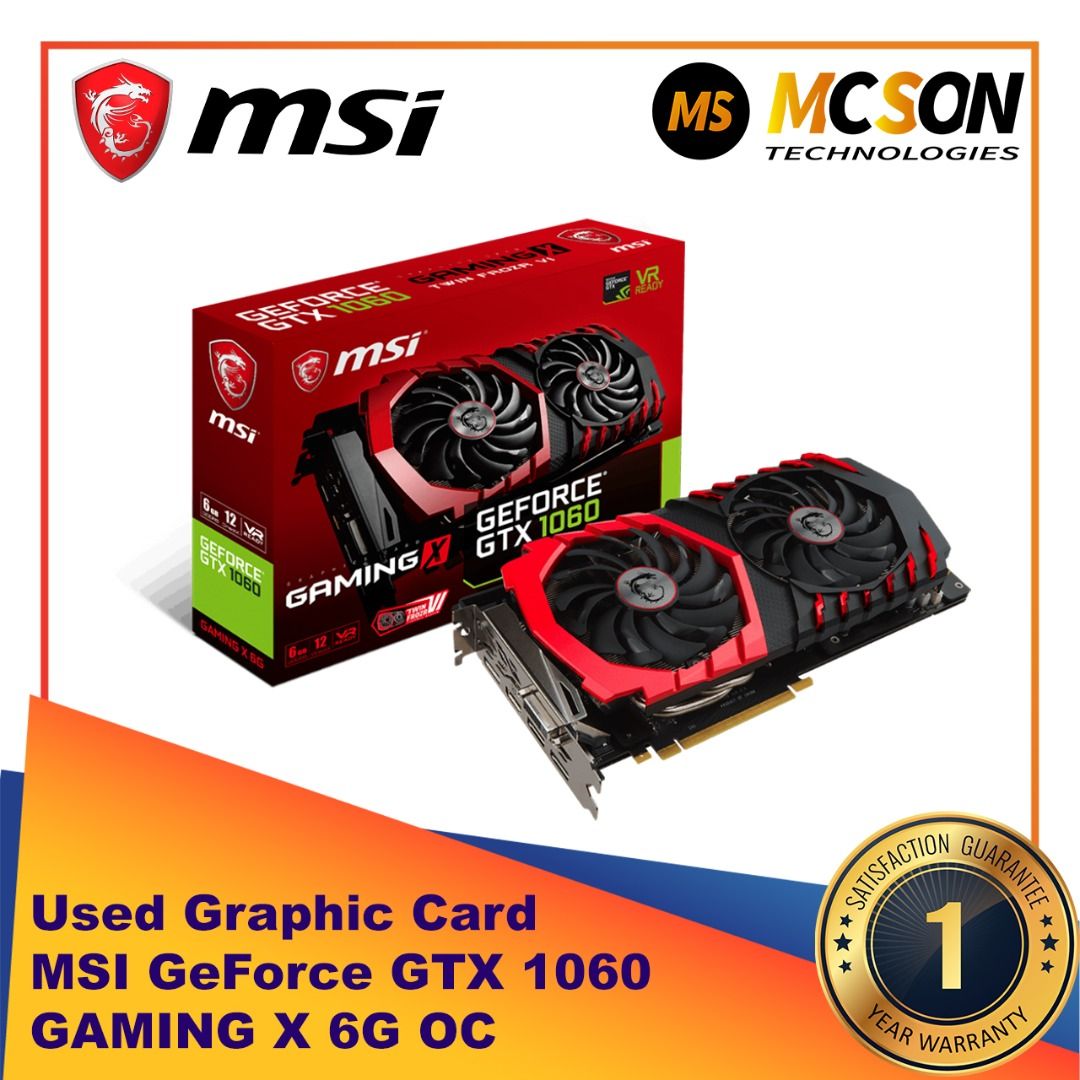 MSI GeForce GTX 1060 Gaming X 3G OC Graphic Card Used Refurbished