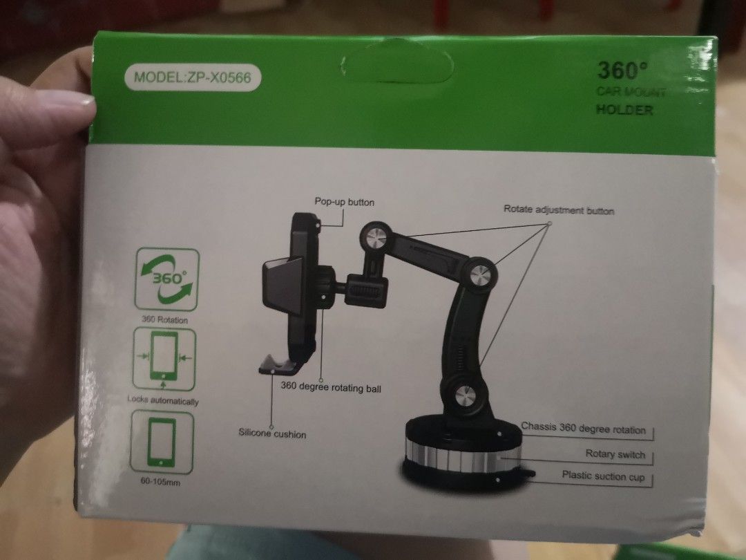 New Car Phone Holder Bracket (Category: Mounts & Holders) located in Mandaluyong City. Submitted by shopmla (Listing ID 1239621664, Image 3). Description: New Car Phone Holder Bracket Php 280. One-Button Pop-Up Suction Cup Type Adjustable 360· Rotating All angle adjustable Sf applies COD Lalamove Gcash Bpi family.