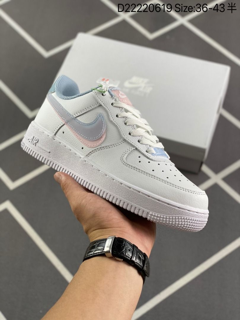 Nike Air Force 1 Low 07 LV8 Double Swoosh White Armory Blue GS