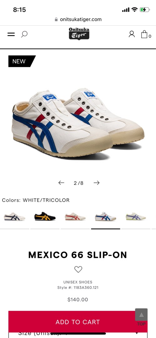 Onitsuka Tigers Mexico 66 Slip on US8 Men s Fashion Footwear