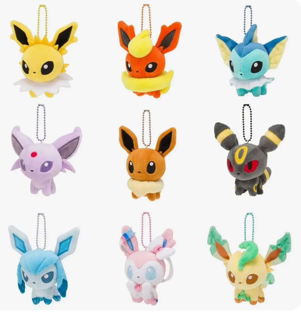 Pok mon Pokedoll Eevee and Eevee KEychain POkemon Doll NWT
