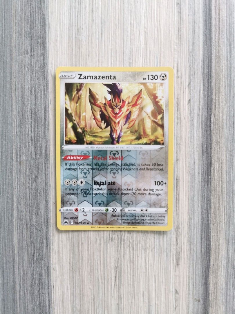 Pokemon TCG Zamazenta Reverse Holo Crown Zenith, Hobbies & Toys, Toys