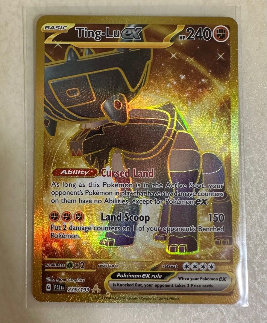 Pokmon paldea evolved gold ting-lu ex SIR card, Hobbies & Toys, Toys &  Games on Carousell