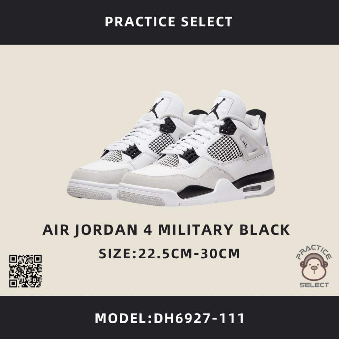 【PRACTICE球鞋選貨店】AIR JORDAN 4 MILITARY BLACK DH6927-111