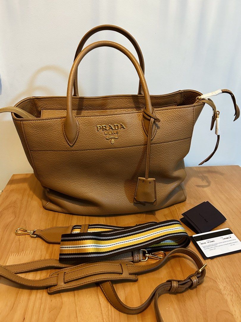 Prada Caramel Vitello Daino Leather Tote Bag 1BG194