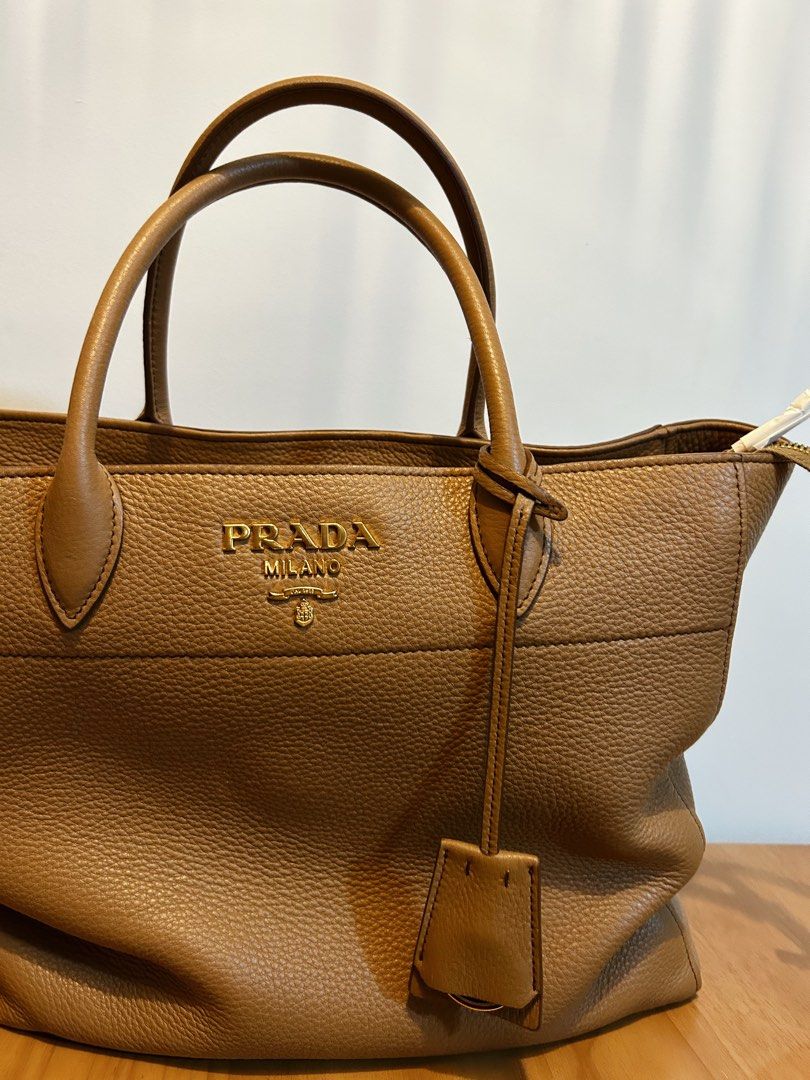 Prada Caramel Vitello Daino Leather Tote Bag 1BG194