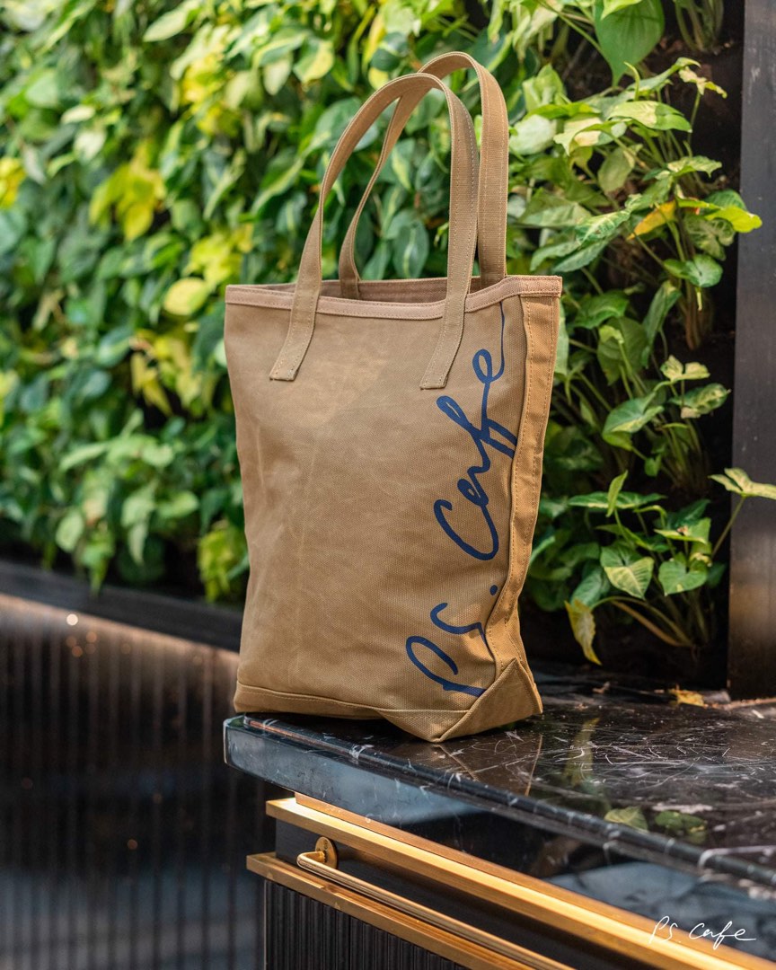 PS CAFE Limited Edition Canvas Bag in Chai Latte Women s Fashion
