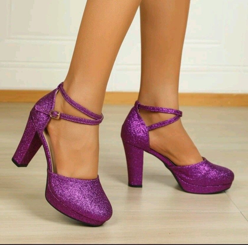 Chunky purple clearance heels