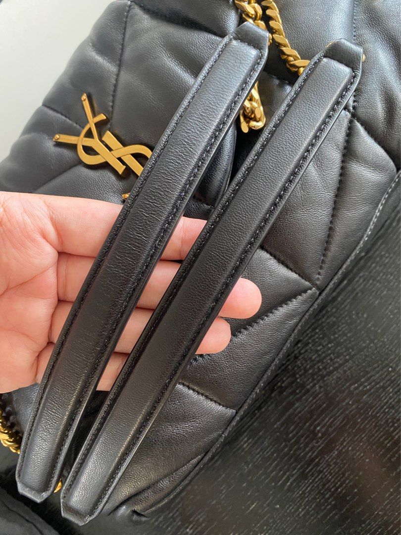 REAL VS FAKE YSL PUFFER SMALL BAG IN QUILTED VINTAGE DENIM AND