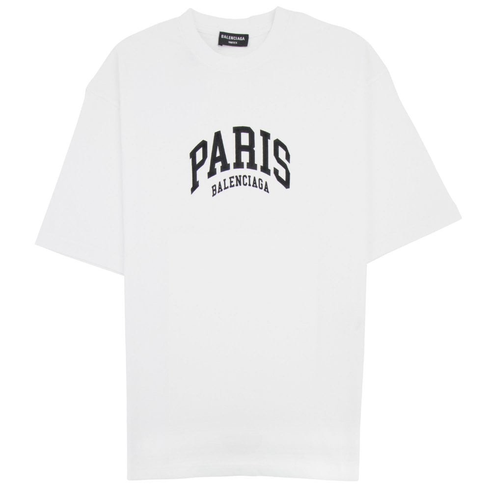 SALE BALENCIAGA PARIS GRAPHIC OVERSIZED TEE WHITE TEE T SHIRT