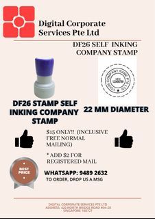 Self inking Round Company Rubber Stamp / Chop  (Premium Quality  22mm diameter)