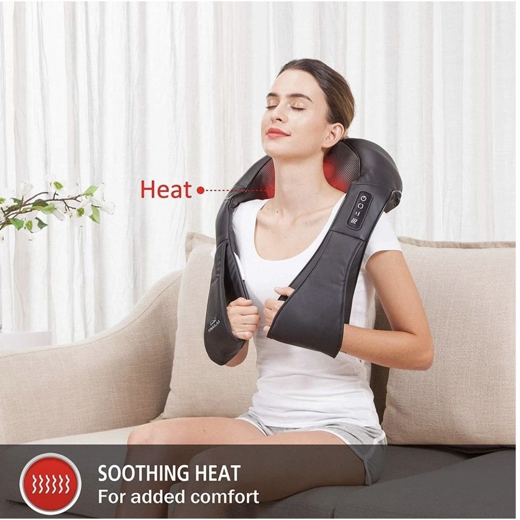 Breo Neck Massager with Heat, Cordless Shiatsu Massager for Neck Back Pain  Relief, Soothe Neck Strains for Home Office & Travel Use, APP Control, Gift