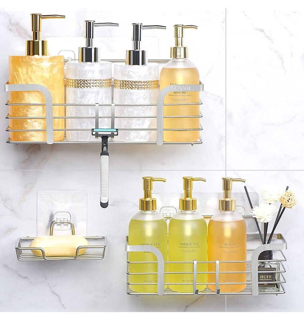 MOFOROCO 4-Pack Shower Caddy Shelf Organizer Rack with Soap Dish