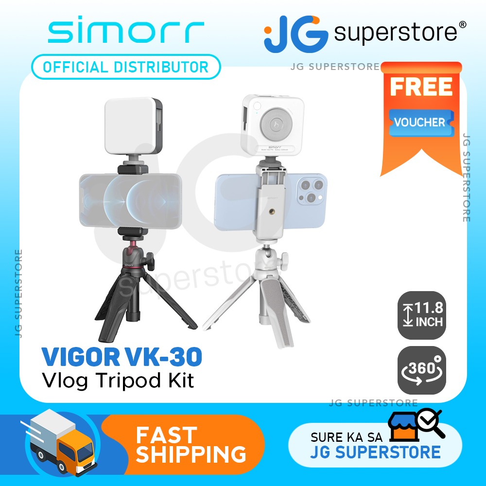 Simorr by SmallRig Vigor VK-30 Vlog Tripod Kit with Phone Clamp with ...