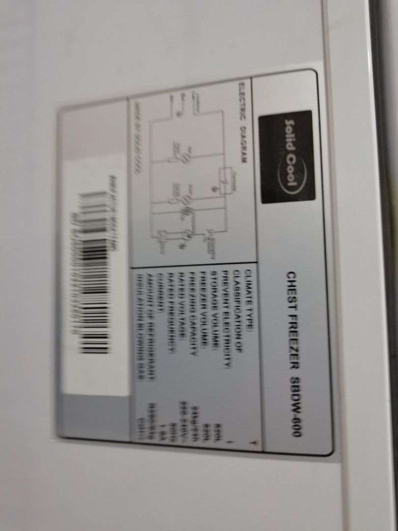 SOLID COOL CHEST FREEZER SBDW600, TV & Home Appliances, Kitchen
