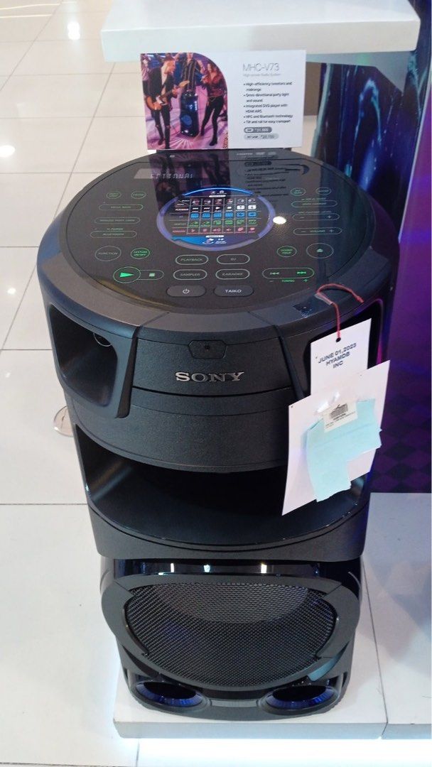 SONY BLUETOOTH SPEAKER (Category: Soundbars, Speakers & Amplifiers) located in Quezon City. Submitted by maryann5721 (Listing ID 1239553288, Image 2). Description: SONY AUDIO SPEAKER WITH BLUETOOTH 👉SONY AUDIO W/BLUETOOTH MODEL MHCV83D SRP 36,999 CASH :32,400 MODEL MHCV73D SRP 31,999 CASH 26,800 MODEL MHC,V43D SRP 24,999 CASH 20,300 MHC V13D Cash: 12,000 Brand new and sealed with warranty and receipt 7 days replacement 1 yr warranty on parts and