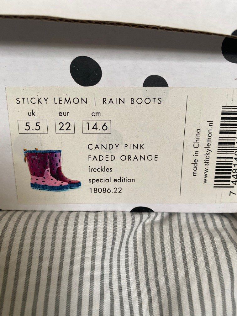 Sticky lemon rubber boots rain boots wellies, Babies & Kids, Babies