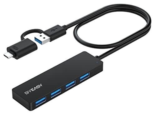 USB C to USB Hub 4 Ports with 2ft Extended Cable, Syntech USB 3.0 Hub with  a USB C to USB Adapter (USB 2.0), Compatible with iPhone 15 Pro Max