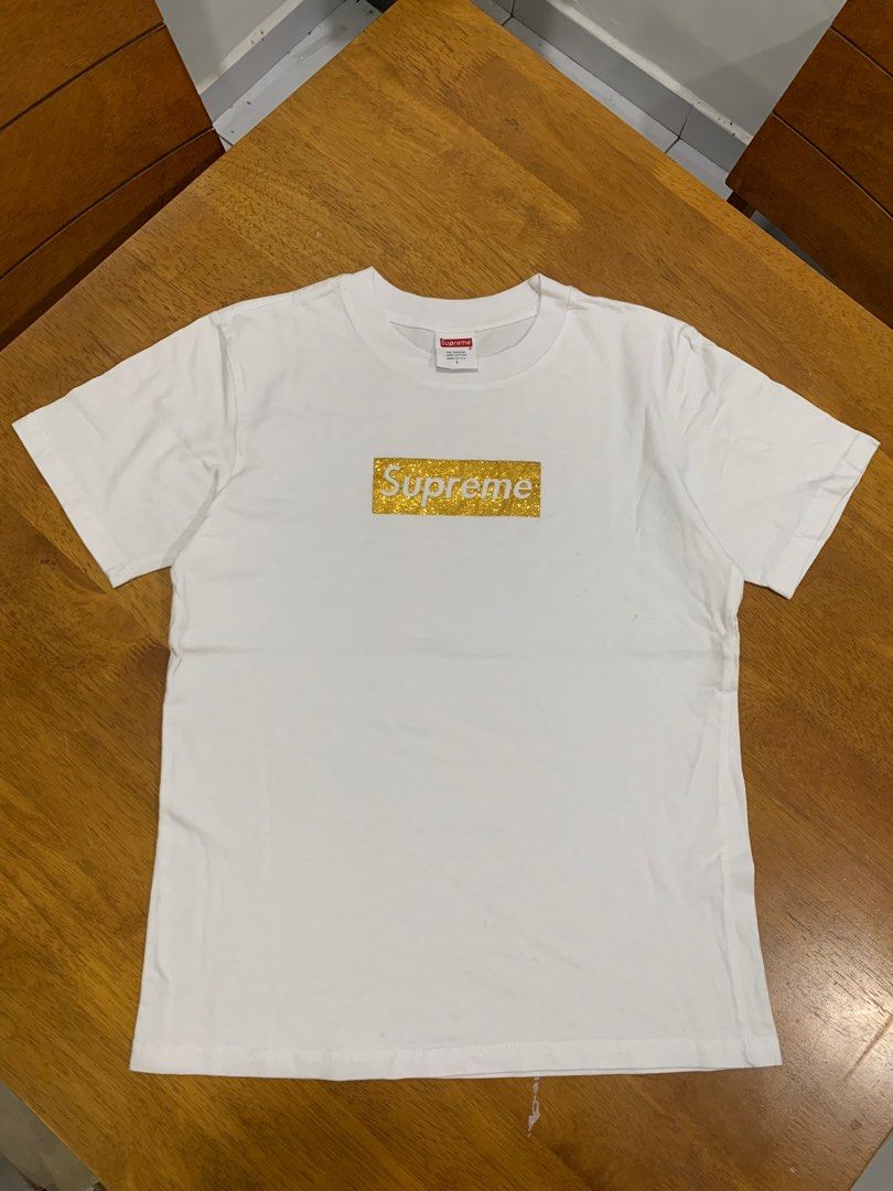Supreme gold top box logo tee