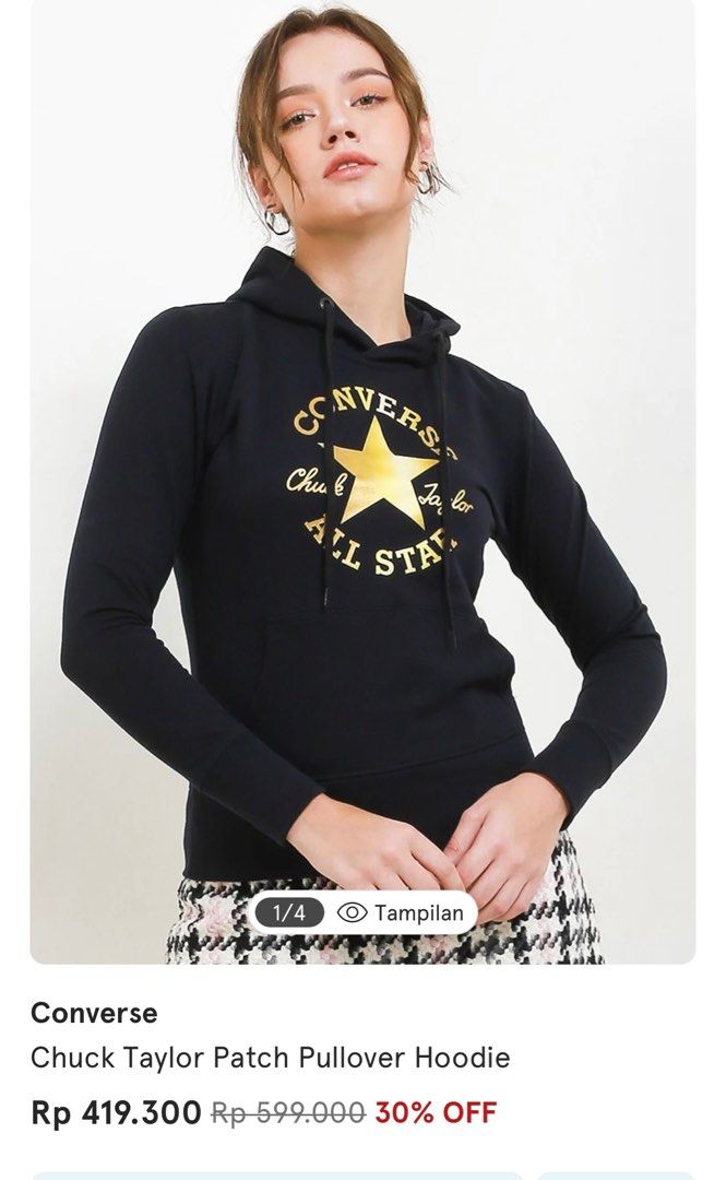 Sweater Converse Original Fesyen Wanita Pakaian Wanita Baju