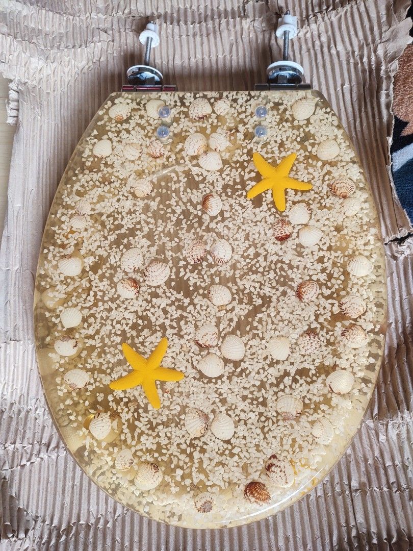 Shell Pattern Toilet Seats Toilet Seat Cover with Sea Shells Design, Furniture & Home Living ...