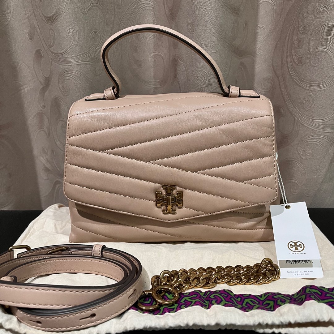 Tory Burch Kira Chevron Top Handle Satchel, Fesyen Wanita, Tas & Dompet