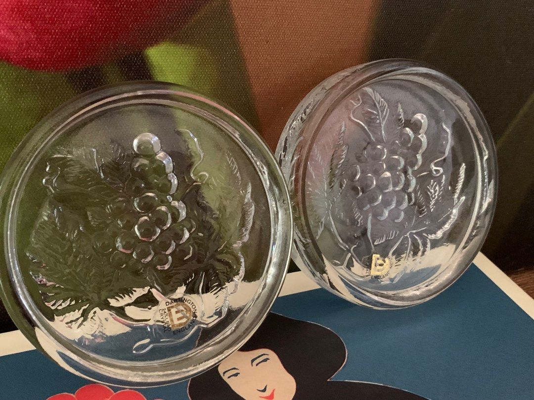 Vintage Dartington 24lead Crystal glass Aristotle grapes wine coaster