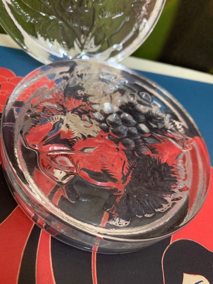 Vintage Dartington 24lead Crystal glass Aristotle grapes wine coaster