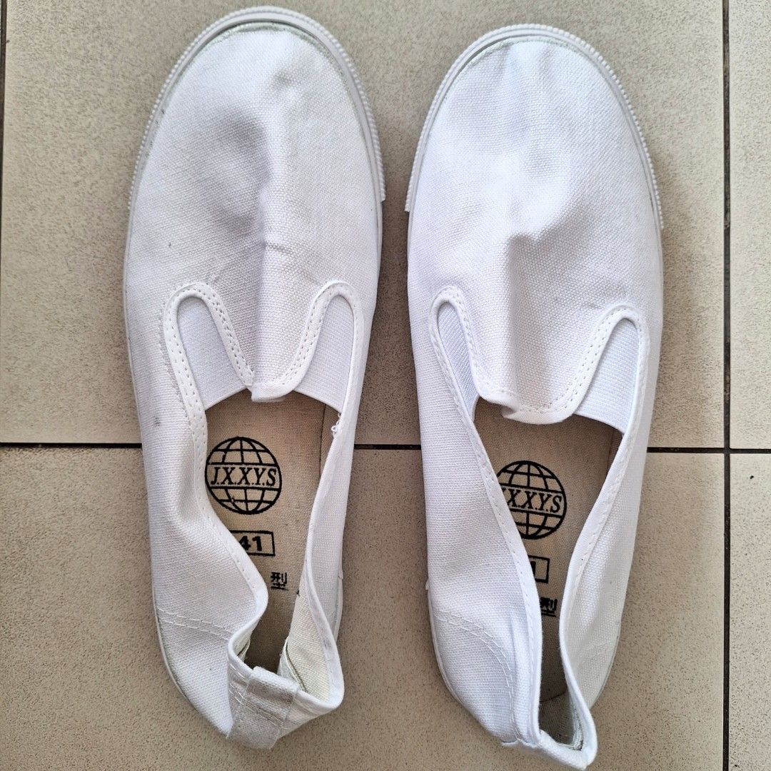 White Canvas Shoes Slipons