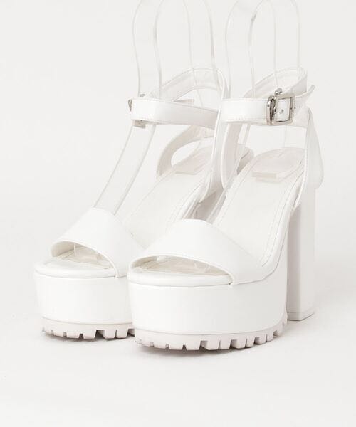 White platform heels chunky hotsell