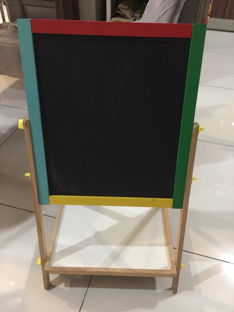 Wooden Reversible 2-in-1 Blackboard Whiteboard (Category: Stationery & School Supplies) located in Quezon City. Submitted by disco_10 (Listing ID 1239637821, Image 1). Description: Dimension: Overall height is 25-3/4” Width is 13-3/4” Shipping c/o buyer Payment thru BPI BDO Gcash.