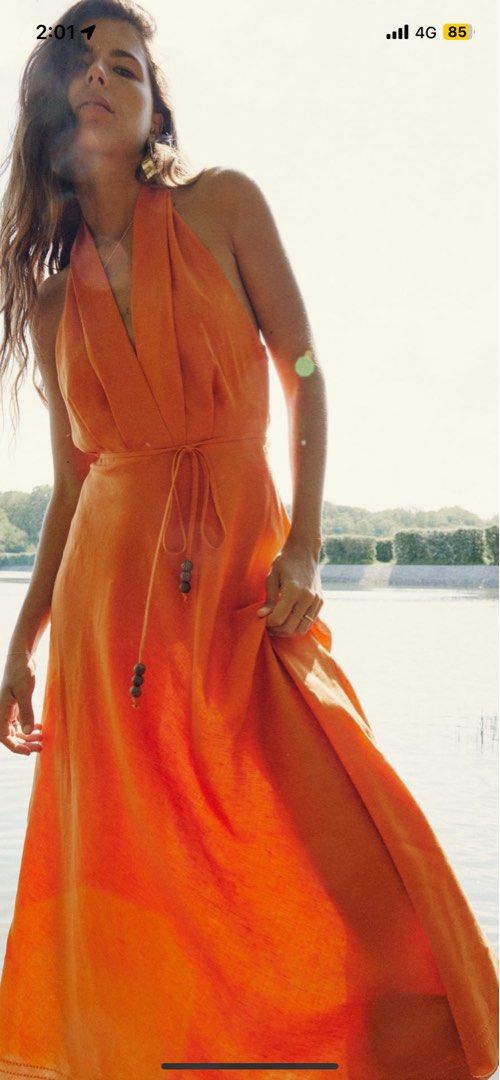 Orange midi discount dress zara