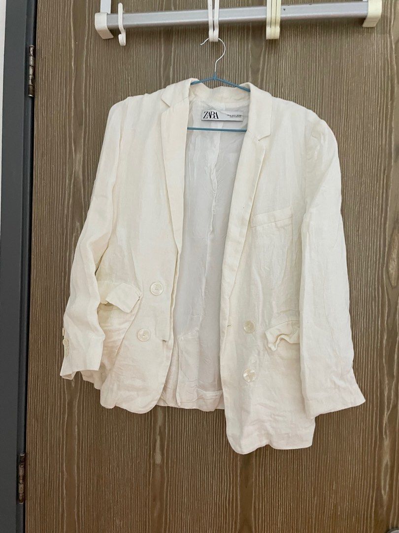 Zara white suit jacket best sale