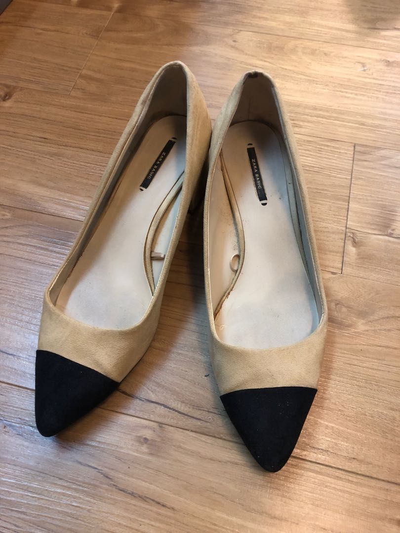 Zara two tone cap toe heels Women s Fashion Footwear Heels on Carousell