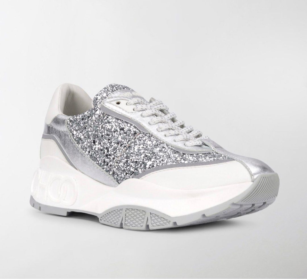 100%NEW* JIMMY CHOO RAINE Sneakers (White/Silver) 37碼*貨版*, 名牌