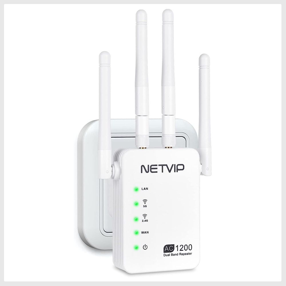 1200Mbps WiFi Range Extender Internet Booster for Home, NETVIP