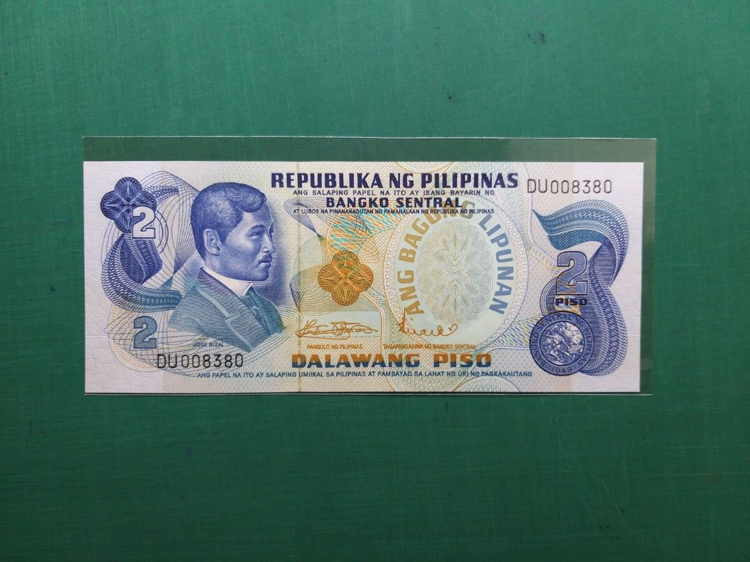 1970年{亞洲}菲律賓2元比索紙幣DU008380全新直版UNC級, 興趣及遊戲, 收藏品及紀念品, 錢幣- Carousell