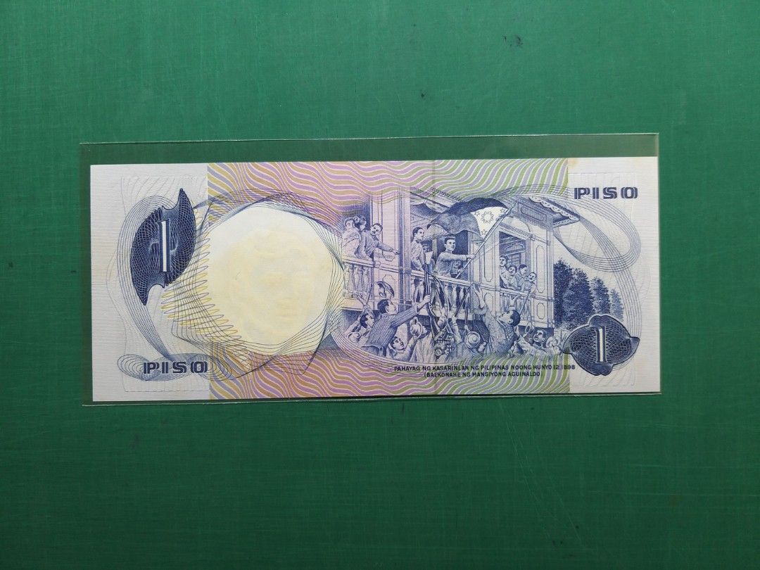1969年{亞洲}菲律賓1元比索紙幣A998434全新直版(有黃), 興趣及遊戲, 收藏品及紀念品, 錢幣- Carousell