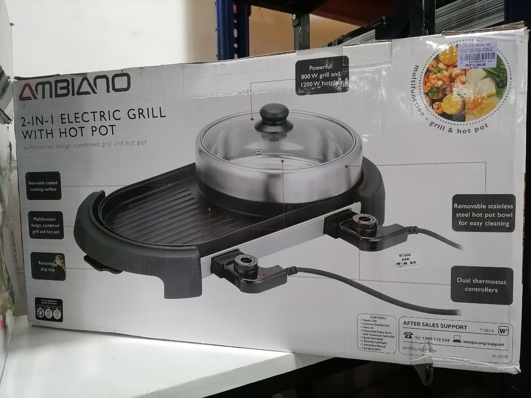 2 in 1 Electric Grill w/hot pot 220v Ambiano on Carousell