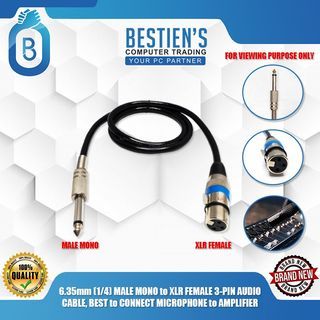 6.35mm (1/4) MALE MONO to  XLR FEMALE 3-PIN AUDIO CABLE, BEST to CONNECT MICROPHONE to AMPLIFIER