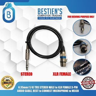 6.35mm (1/4) TRS STEREO MALE to  XLR FEMALE 3-PIN AUDIO CABLE, BEST to CONNECT MICROPHONE to MIXER