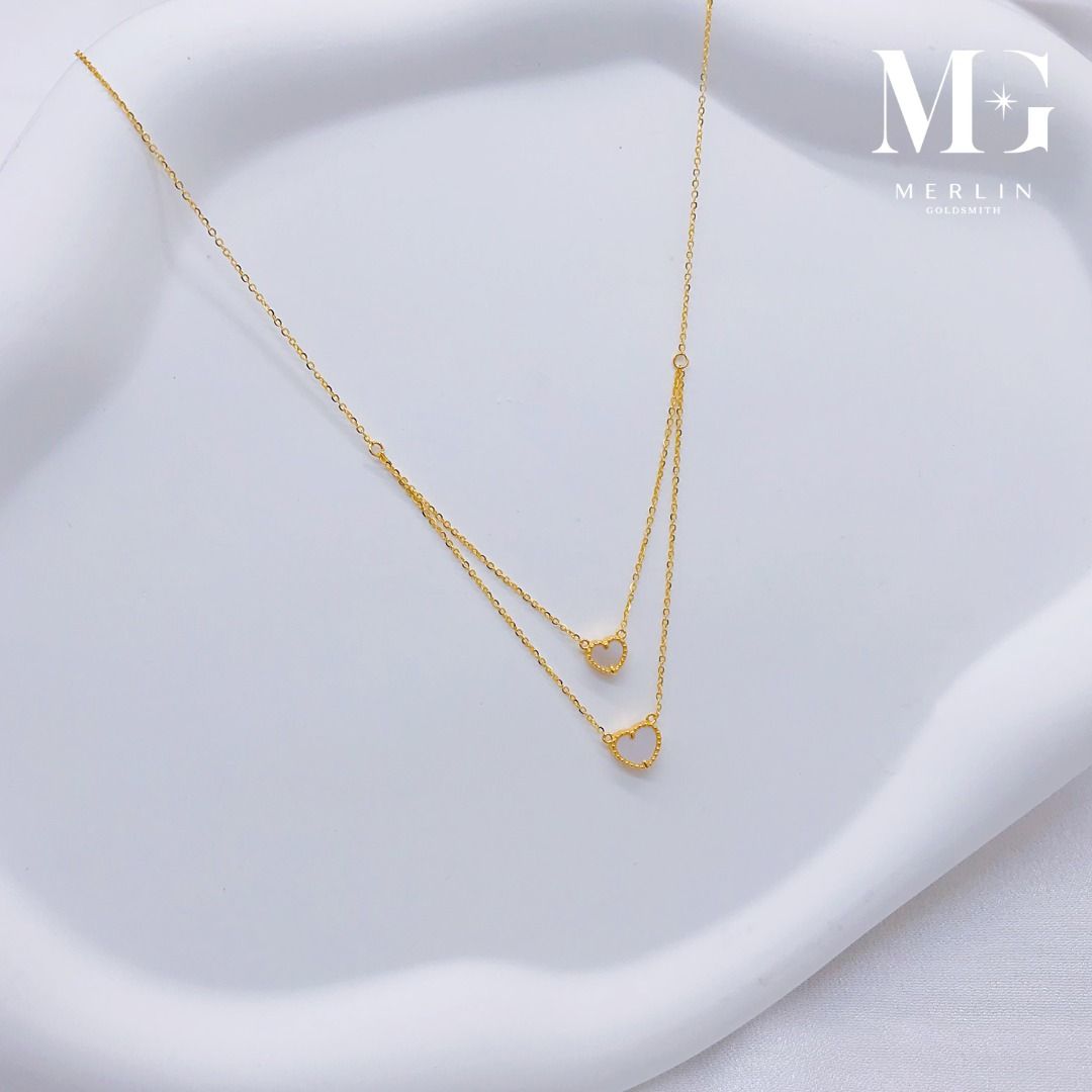 916 Gold Ginnie Series Two Layer Necklace Heart Mother Of