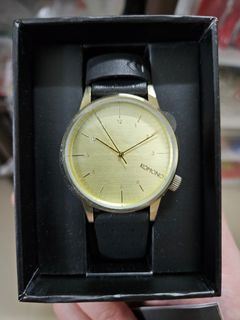 全新 未用 KOMONO 手錶 金錶 黑皮帶64222603529857110