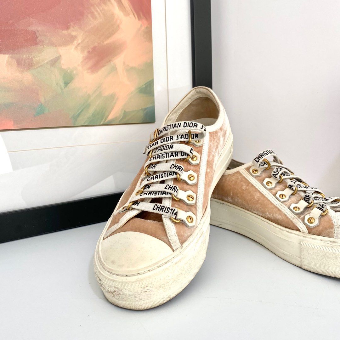 Dior pink top velvet sneakers